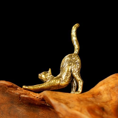 CHOVY Retro Seductive Cat Sculpture Solid Brass Art