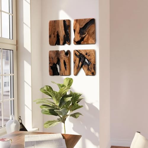 WELLAND 4 Piece Handmade Cedar Root Wall Sculptures