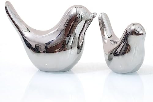 Notakia 2Pcs Silver Birds Sculptures Home Decor