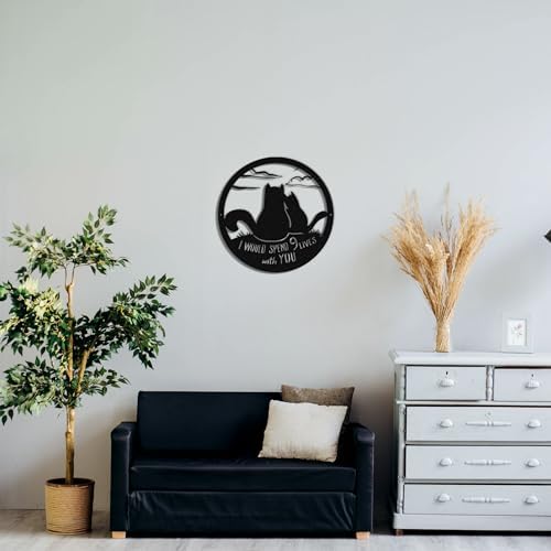 Cat 9 Lives - Black Metal Wall Art 15x15