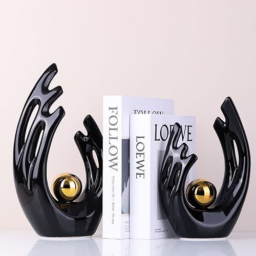 XMGZQ Black and Gold Ceramic Statue Modern Home Decor