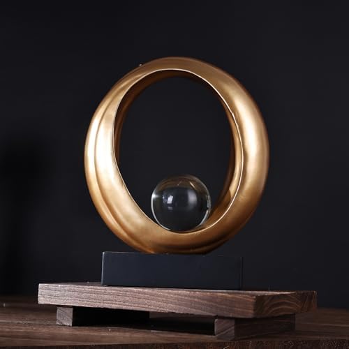 Golden Wave Resin Origami Statue for Home Office Decor
