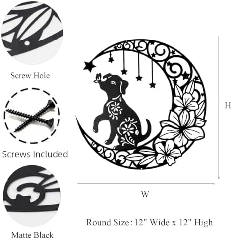 12 Inch Black Metal Dog Wall Sculpture