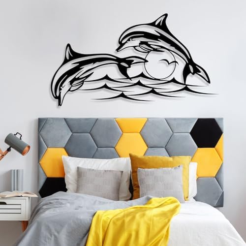 Coastal Metal Wall Art - Dolphin Sunset Sculpture