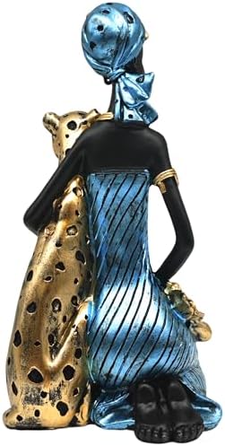 African Tribal Statue 96 Inch Lady Leopard Sculpture