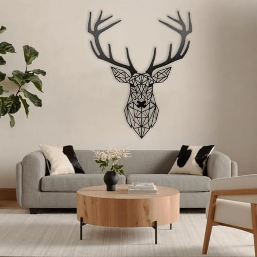 XXQ Geometric Deer Wall Art Metal Decor 19x19