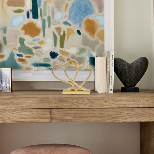 Modern Gold Heart Sculpture Decor for Home Office
