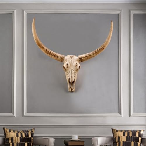 Hand Carved Longhorn Cow Skull Wall Decor