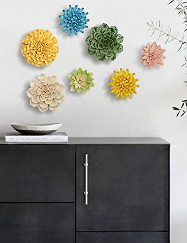 SEINHIJO Ceramic Flower Wall Decor 3D Sculpture Modern Art Gift