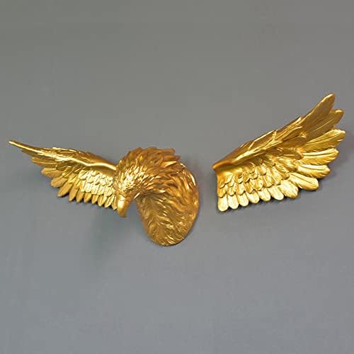 Kelendle Gold Resin Wall Sculpture 3D Eagle Head Decor