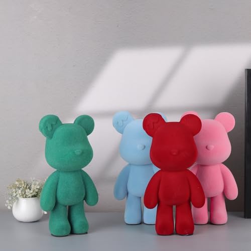 Flocked Bear Statue Resin Home Decor Sculpture