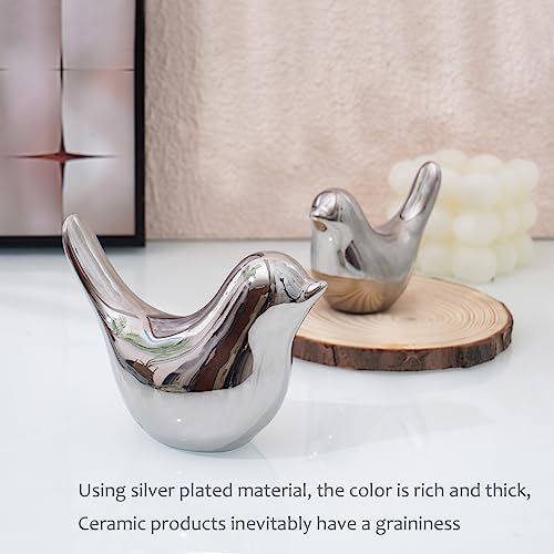 Notakia 2Pcs Silver Birds Sculptures Home Decor