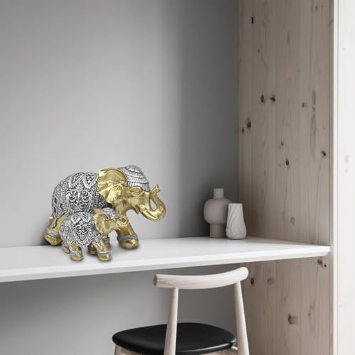 Gold Elephant Statue Family Harmony Home Decor