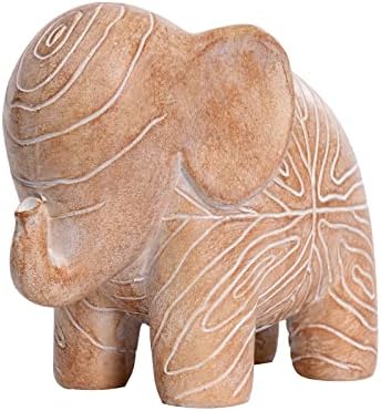 Wooden Elephant Statue African Decor Boho Style