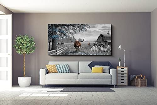 Yiijeah Large Brown Cow Wall Art 58x29 Inches