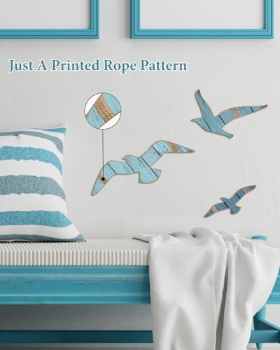 Putuo Decor 3pcs Wooden Seagull Wall Decor Set