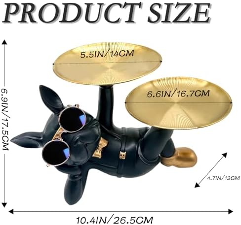 Black Resin Bulldog Decor Sculpture Statue