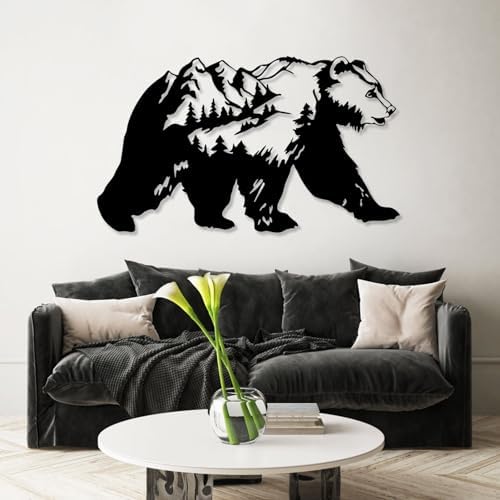 Cadeali Metal Bear Wall Decor 35x21 Black