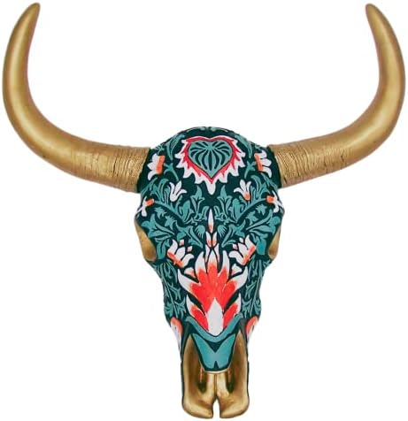 Wowser Vibrant Turquoise Cow Skull Wall Decor 13 Inch