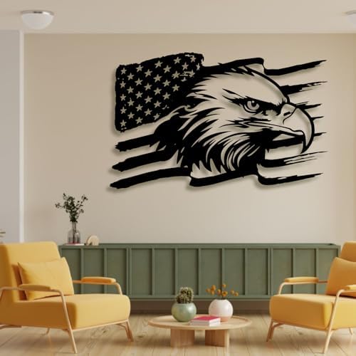 American Eagle Metal Wall Art 19x12 Inches