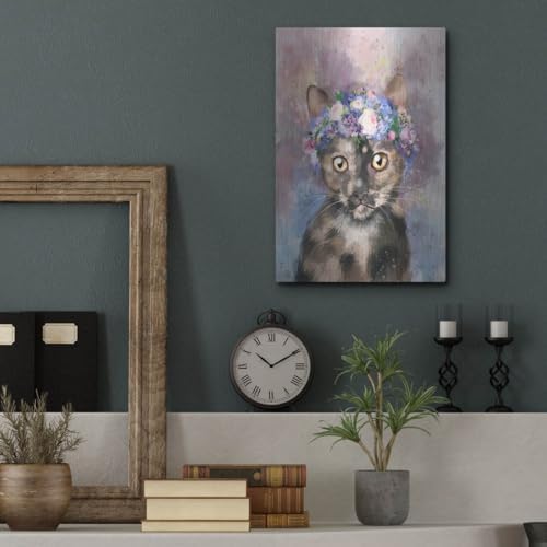 Flower Crown Calico Cat 2 Metal Wall Art 12x16