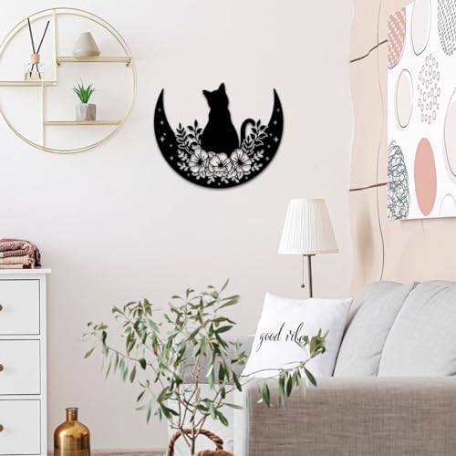 ORIGACH Black Cat and Moon Wall Art Sculpture