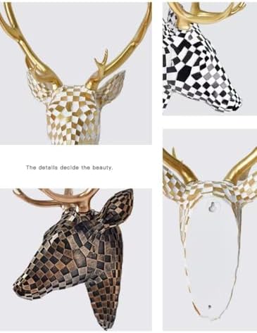 Rekeell Decorative Mosaic Deer Head Wall Sculpture with Bronze Antlers
