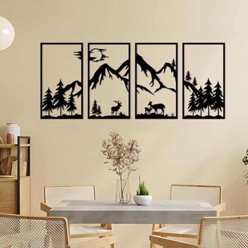 DUOOLN 4 Pcs Mountain Scene Metal Wall Decor 1