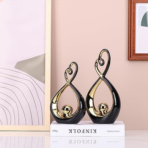 Modern Black and Gold Ceramic Sculpture Decor Accent