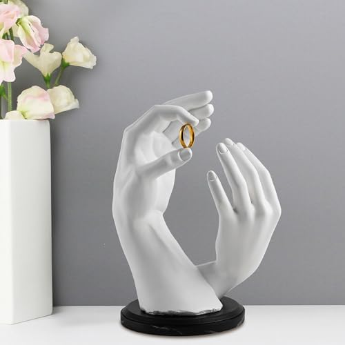 8 Inch Sculpture Ring Hand Statue Loving Hands Art Decor