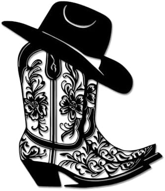 Rajukit Metal Western Cowgirl Boot Wall Decor Black