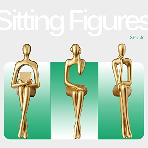 3PCS Gold Resin Thinker Statue Set