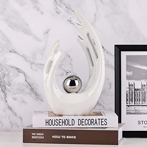12 Inch White Silver Abstract Art Sculpture Room Decor Statue