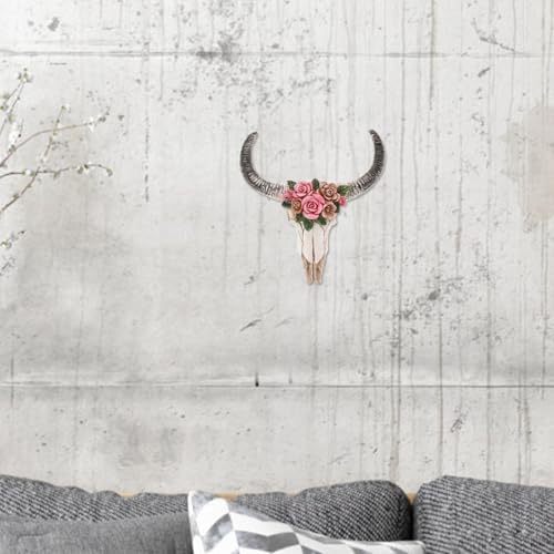 Luxshiny Floral Cow Skull Wall Decor 3D Sculpture