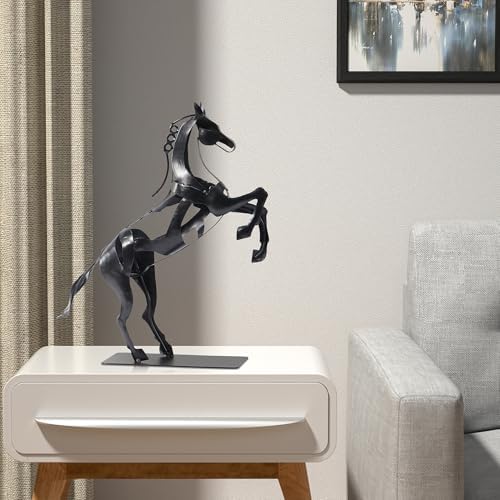 Standing Horse Statue - Hand Painted Metal Sculpture