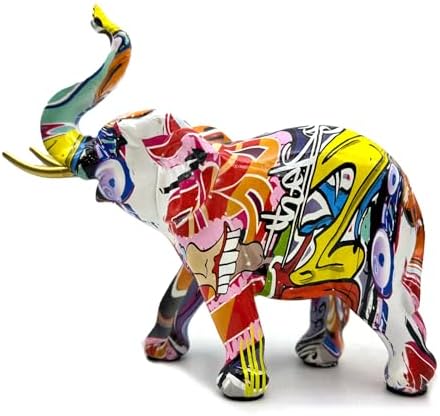 Colorful Graffiti Resin Elephant Statue