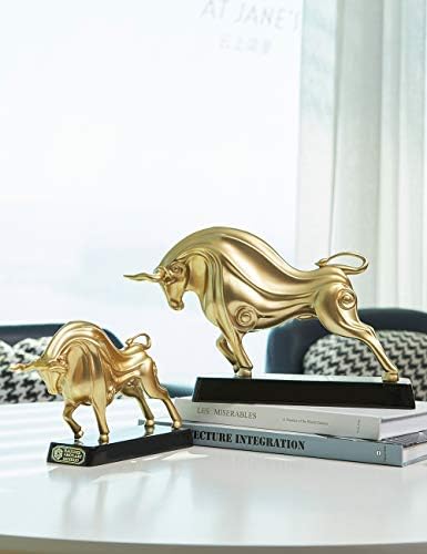 HAUCOZE Bull Decor Sculpture Modern Statue Animal Figurine 9 Inch