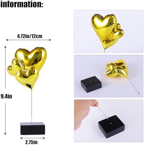 Modern Art Resin Balloon Heart Sculpture - Gold