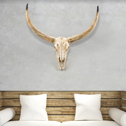 Hand Carved Longhorn Cow Skull Wall Decor