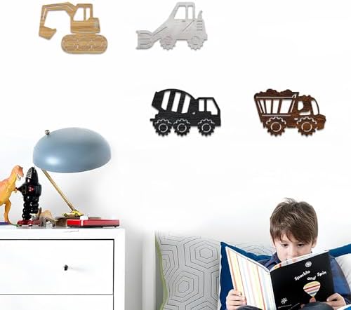 CAKIROTS Wooden Construction Vehicles Wall Decor