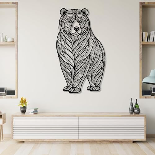 Metal Bear Wall Art Abstract Leaf Design Rustic Wall Decoration