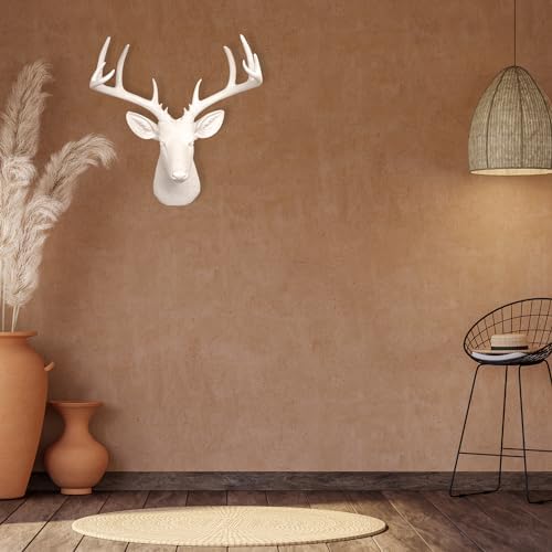 Needzo White Faux Deer Head Sculpted Resin Wall Mount 20x16