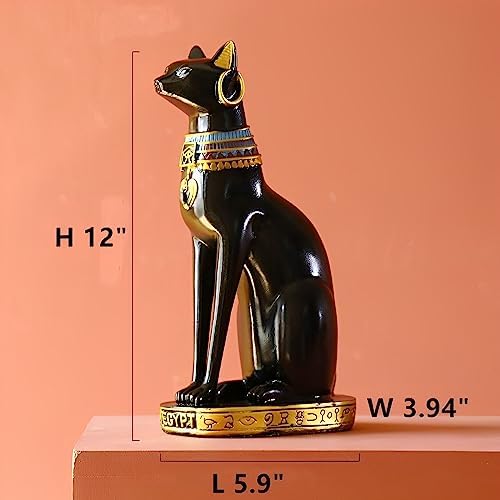 12 Inch Tall Black Egyptian Cat Goddess Bastet Statue