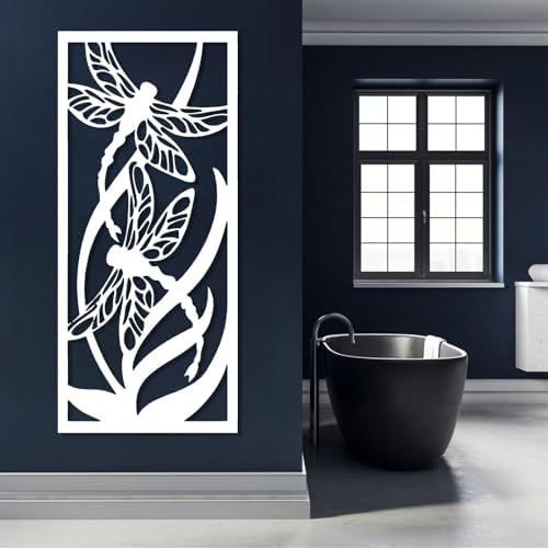 Dragonfly Metal Wall Art Decor Black 19x41