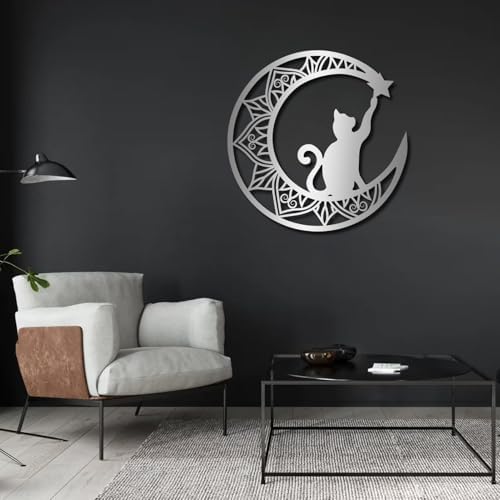 Feuwile Cat Metal Wall Art Black 19x19cm