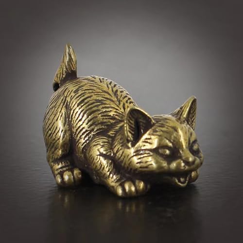 Stylish Brass Cat Statue Home Office Decor