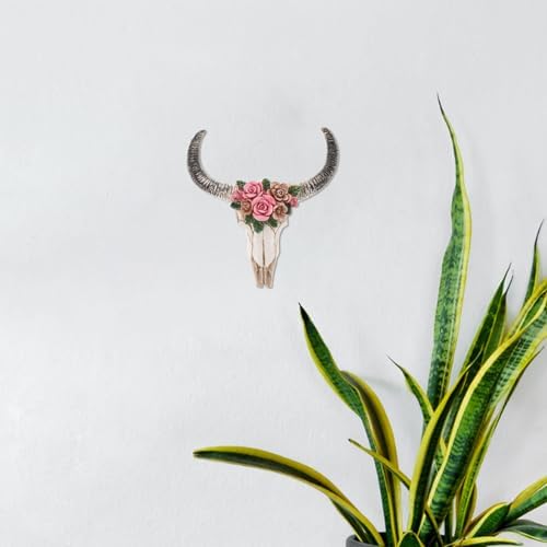 Luxshiny Floral Cow Skull Wall Decor 3D Sculpture