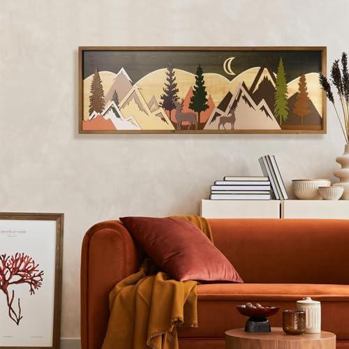 Flangairy 40 Inch 3D Wooden Mountain Wall Art