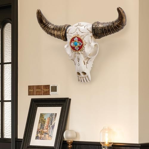 GDSPD Silver Cow Skull Wall Decor Sculpture