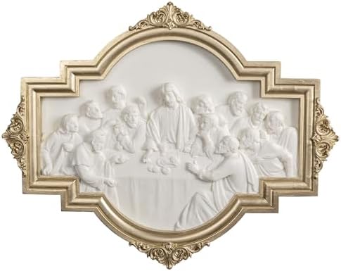 ShineOnAngel Last Supper Wall Sculpture Renaissance Style Gold Framed Relief Wall Art